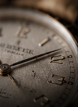 Aged vintage watch dial with blued hands